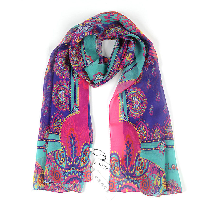 女士真丝雪纺围巾防晒披肩超长超大长巾显瘦送女友