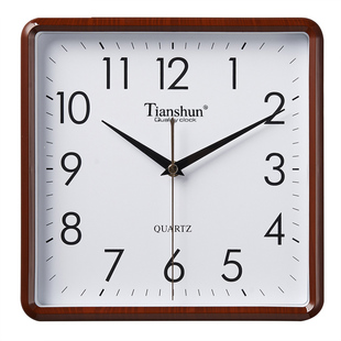 天顺静音挂钟客厅卧室办公居家电子钟表餐厅书房墙钟方形石英钟