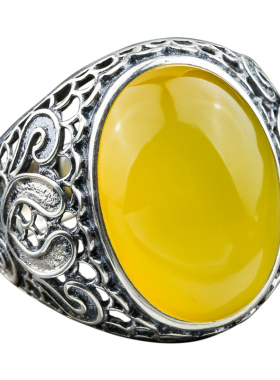 复古镶嵌宝石蜜蜡琥珀戒指空托