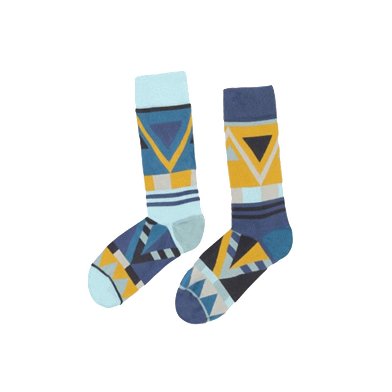 丹麦进口SOLOSOCKS 几何图案袜子男女中筒高筒袜韩版学院风纯棉潮