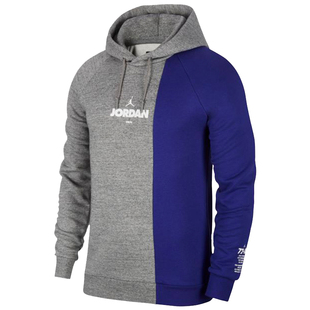 耐克Air Jordan AJ11 黑白阴阳拼接加绒连帽运动卫衣套头衫BQ0188