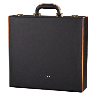 带酒杯红酒包装礼盒高档便携葡萄酒皮箱双支红酒箱包装盒空盒定制