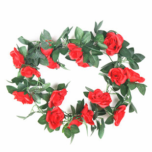 仿真小玫瑰花藤条长条蔓藤绢花假花房顶暖气管道装饰假花花链特价