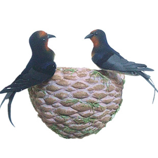 仿真小燕子鸟燕子窝燕巢鸟窝幼儿园家居装饰品燕子模型道具套装