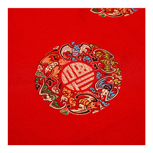 150仿三五五福团真丝织锦缎面料红木家具坐垫布料仿古旗袍丝绸布