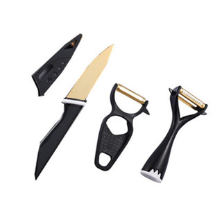 抖音新款高档镀金刀片多功能水果刀瓜果刀削皮刀刨丝器加厚刀片