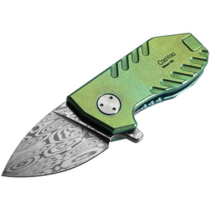 CooYoo酷友 激光DT/DD迷你项链刀 大马士革钢刀具户外随身EDC小刀