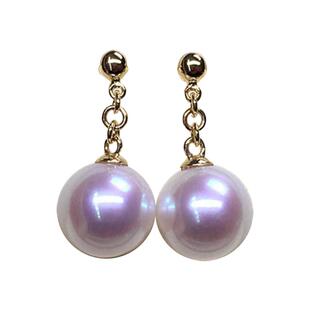 进口日本天女级akoya海水珍珠耳坠耳环18K金正圆镜面光女饰品