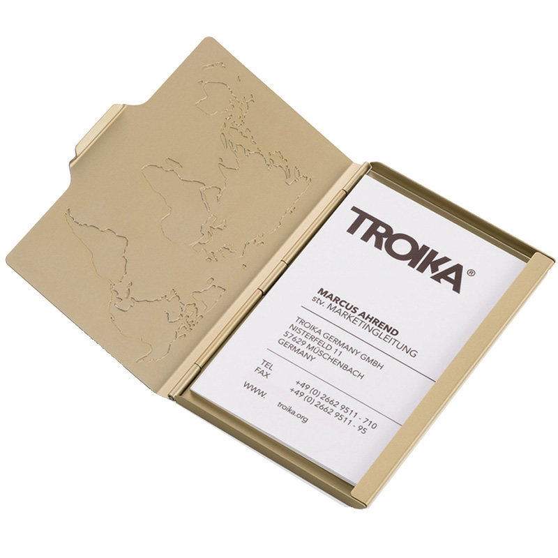 德国Troika超薄便携创意名片盒 商务时尚男士轻薄金属名片夹子