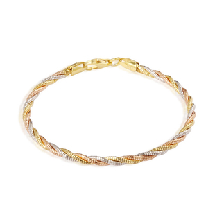 意大利  彩金玫瑰金闪亮三色金925纯银18K镀金包金手链特别闪