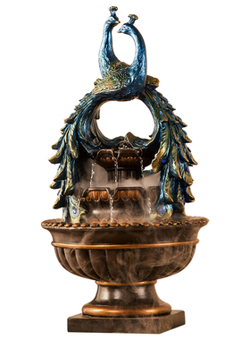 新中式风孔雀电视柜大型落地摆件