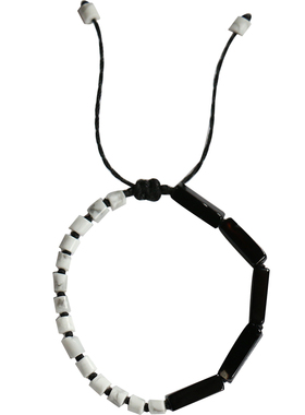 天然黑玛瑙水晶复古情侣手链