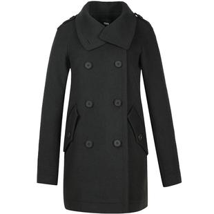 邢氏女装冬装加厚双排扣军绿色毛呢外套女中长款宽松羊毛呢子大衣