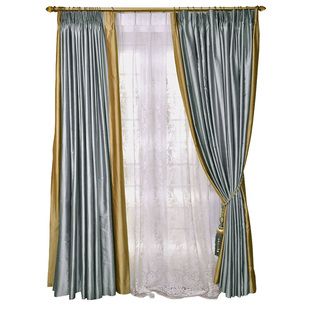 真丝窗帘客厅高档布料丝绸桑蚕丝双宫绸别墅泰丝美式轻奢全屋定制