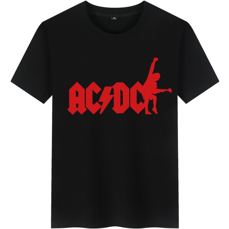 acdc摇滚乐队演唱会同款衣服男士夏季大码宽松肥佬潮胖子短袖T恤