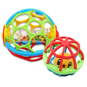 美贝乐新生婴儿弹跳按摩软牙胶手抓球0-3岁声光健身球摇铃爬爬球