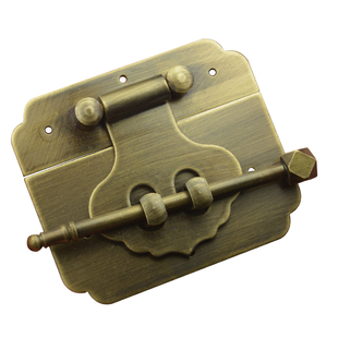 樟木箱子锁扣仿古锁扣搭扣箱扣纯铜老式家具复古锁片配插销子插棍