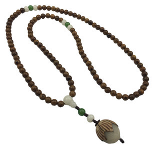 简约108颗佛珠项链手链黑檀鸡翅木酸枝花梨文艺主播摄影装饰挂件