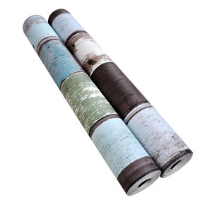 3D立体复古蓝色木纹墙纸客厅  酒吧仿木服装店壁纸店铺装修非自粘