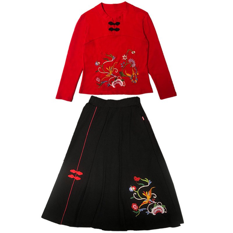 跳舞衣服女广场舞服装新款套装夏季中老年短袖舞蹈中长裙子两件套