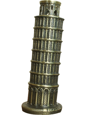 比萨斜塔风车模型摆件金属工艺品