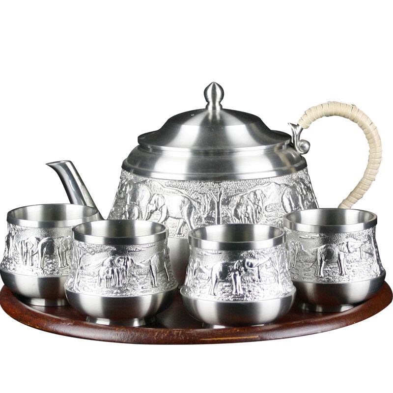包郵皇家梵詩泰國進口錫器木盤茶具套裝商務生日禮品純錫手工藝品