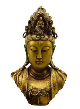 观音仿古风摆件保平安纯黄铜