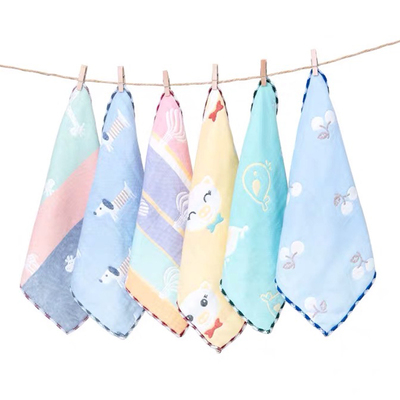 透气六层纱布纯棉婴儿小方巾