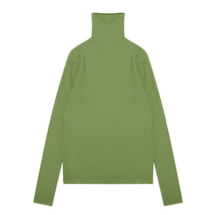 温柔少女牛油果绿色针织衫女秋冬修身弹力软糯内搭打底草绿色毛衣