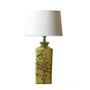 美式乡村中式混搭手绘陶瓷台灯欧式奢华房间床头灯带灯罩凤明花鸟