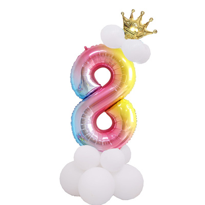 新年渐变彩虹色数字32铝膜气球