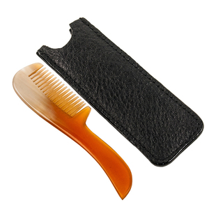 Parker-美国帕克 Ox Horn 男士天然牛角胡须梳 带柄 含收纳皮套