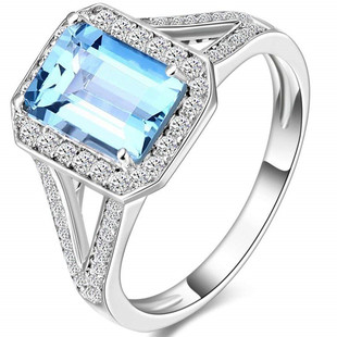 天然巴西海蓝宝石裸石戒面镶嵌纯银定制戒指吊坠锁骨链生辰石08