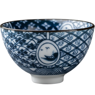 九皿青花瓷茶杯陶瓷品茗杯复古斗笠杯功夫小茶杯酒杯家用个人杯子