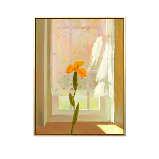 北欧风格艺术窗口暖色调插画ins风景卧室客餐厅工作书房装饰挂画