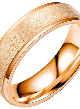 玫瑰金磨砂刻字情侣戒指定制男女