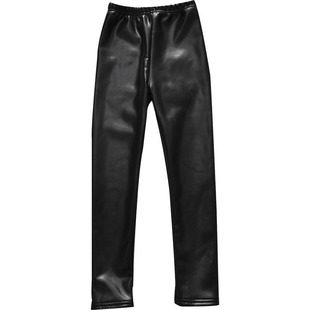 女童打底裤加绒加厚仿皮裤2023秋冬新款儿童中大童外穿女宝宝长裤