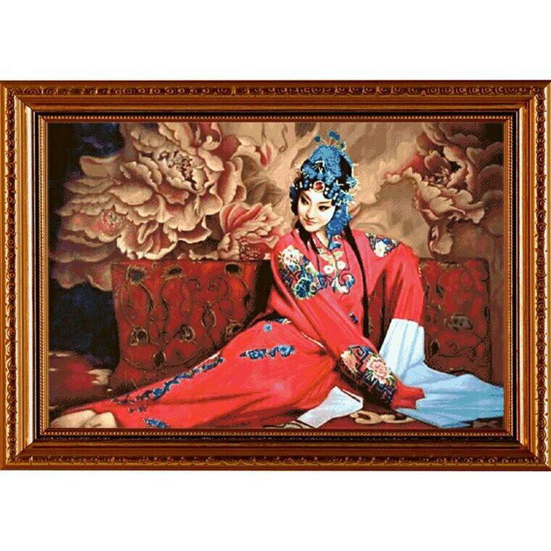 印花卧室油画人物贵妃风十字绣