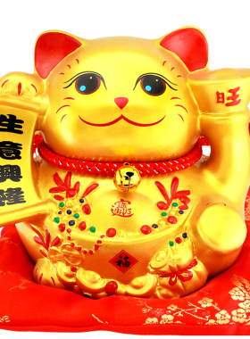 包邮陶瓷金色招财猫存钱罐摆件