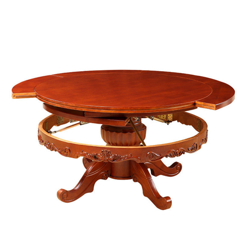 6-10人实木伸缩多功能圆桌子可折叠北欧式餐桌家用圆形饭桌小户型