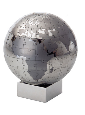 德国金属拼图地球仪高档桌面摆件