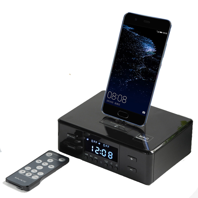 电脑桌面蓝牙闹钟音箱安卓手机type-c三合一充电底座音响收音机播