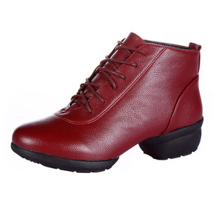 广场舞鞋女靴子软底舞蹈鞋成人水兵舞鞋中老年室外跳舞鞋中跟秋冬