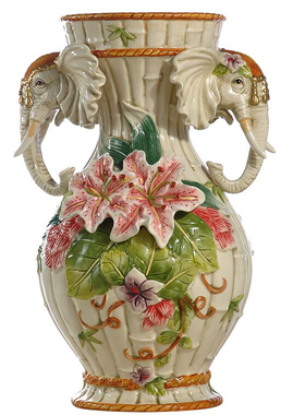 欧式招财大象陶瓷花瓶玄关客厅