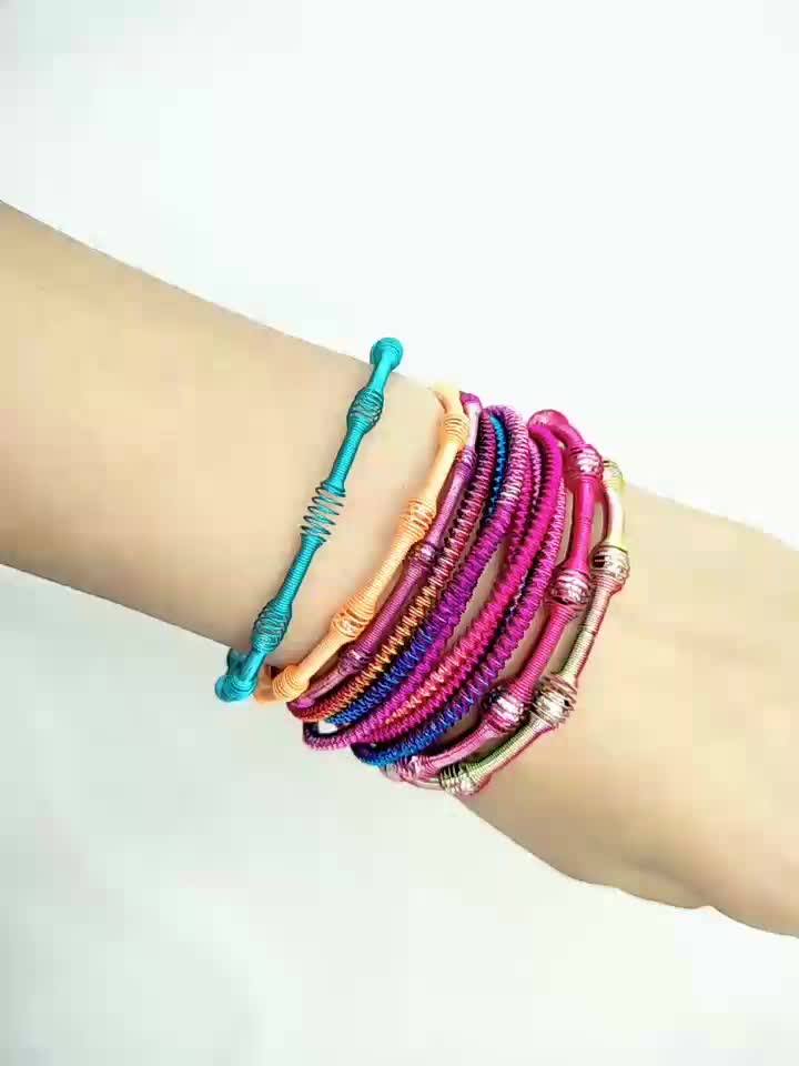 Promotional New Design Colorful Metal Coil Spring Bracelets Fashion