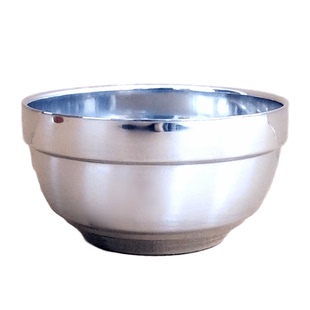 304不锈钢碗双层防烫手儿童家用饭碗学生大号食堂宿舍打饭泡面碗