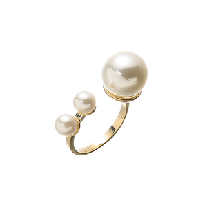 日式轻奢气质开口珍珠食指戒指女 网红潮人简约关节指环装饰戒子