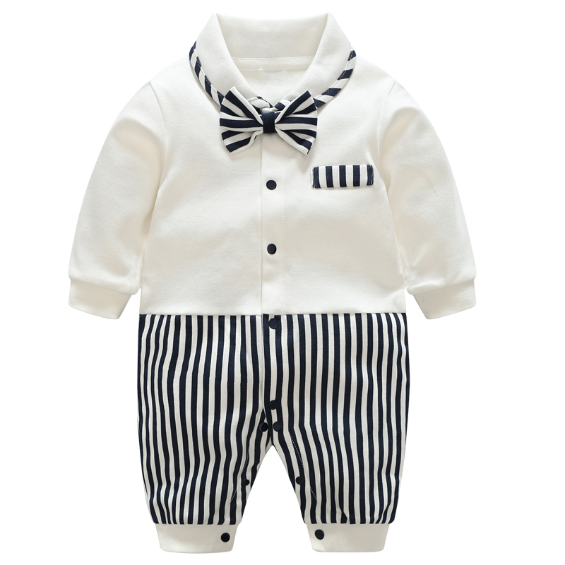 百天日婴儿衣服男满月服宝宝周岁衣服宴绅士礼服纯棉连体衣春秋装