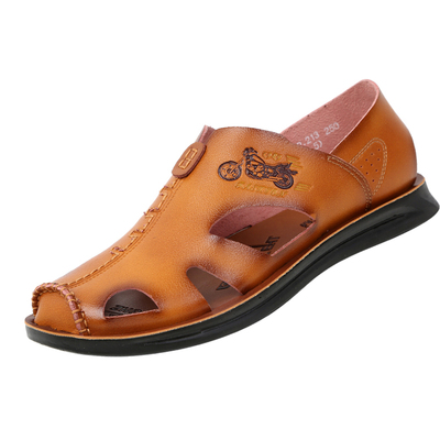 夏季真皮包头软底男士韩版凉拖鞋