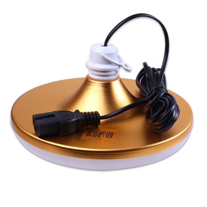 LED低壓燈金色飛碟燈夜市超亮燈泡12V36V60V伏擺地攤電瓶電動車燈